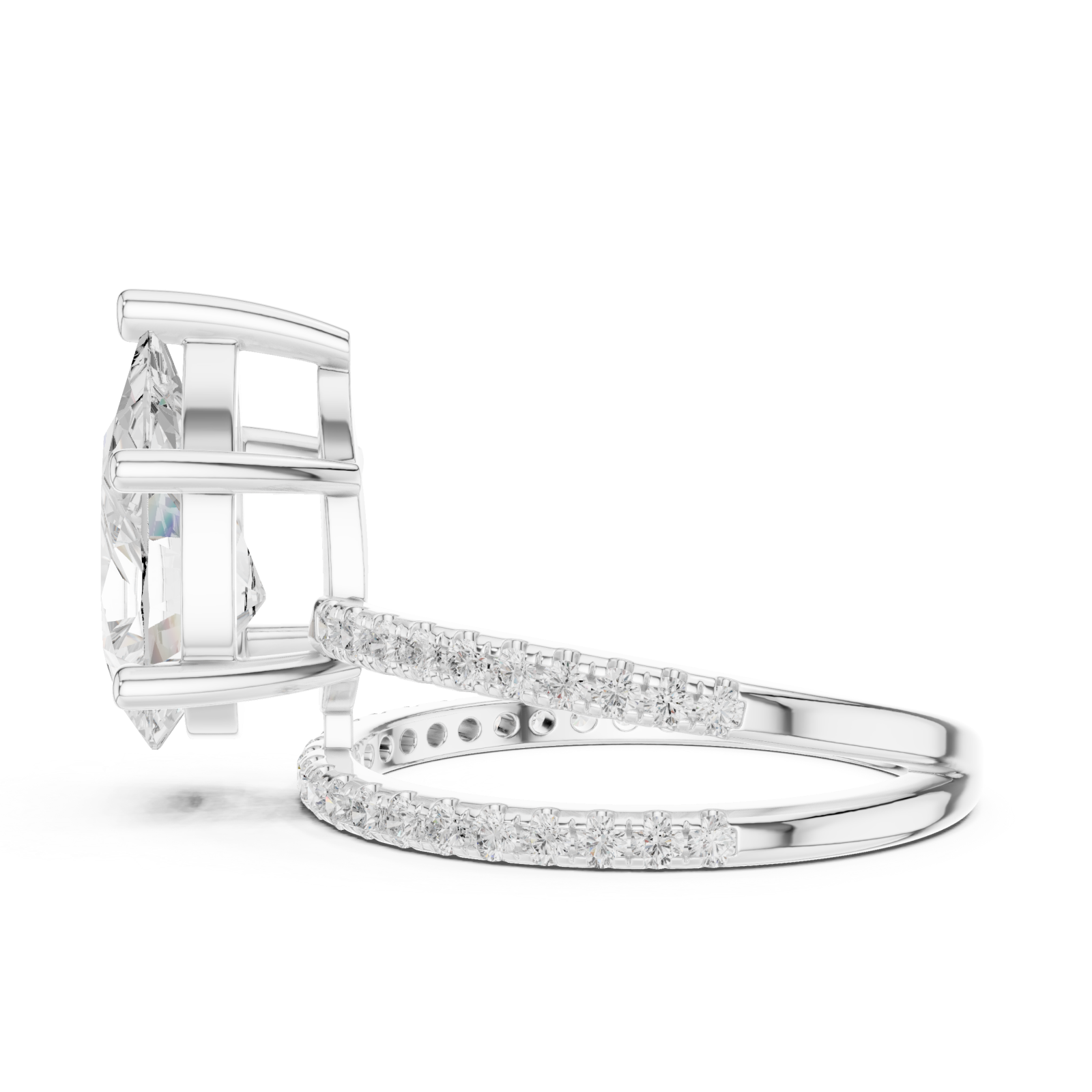  White Gold Luminous Crest Solitaire Eternity Ring Side View