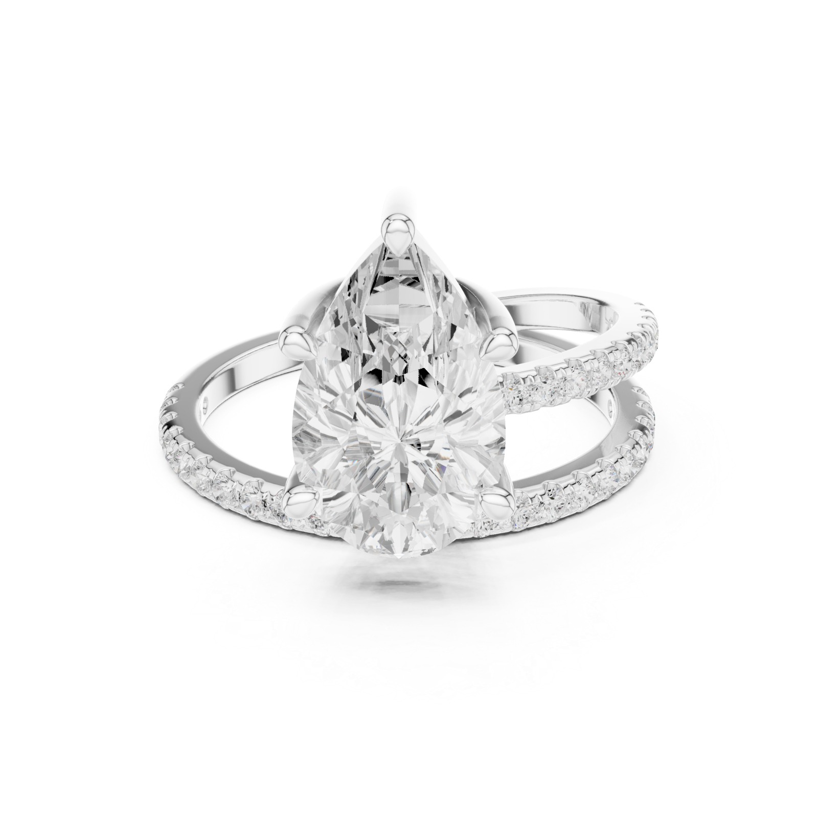  White Gold Luminous Crest Solitaire Eternity Ring Front View