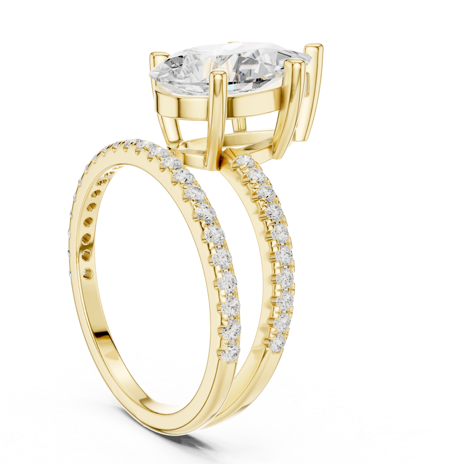  Gold Luminous Crest Solitaire Eternity Ring Left View