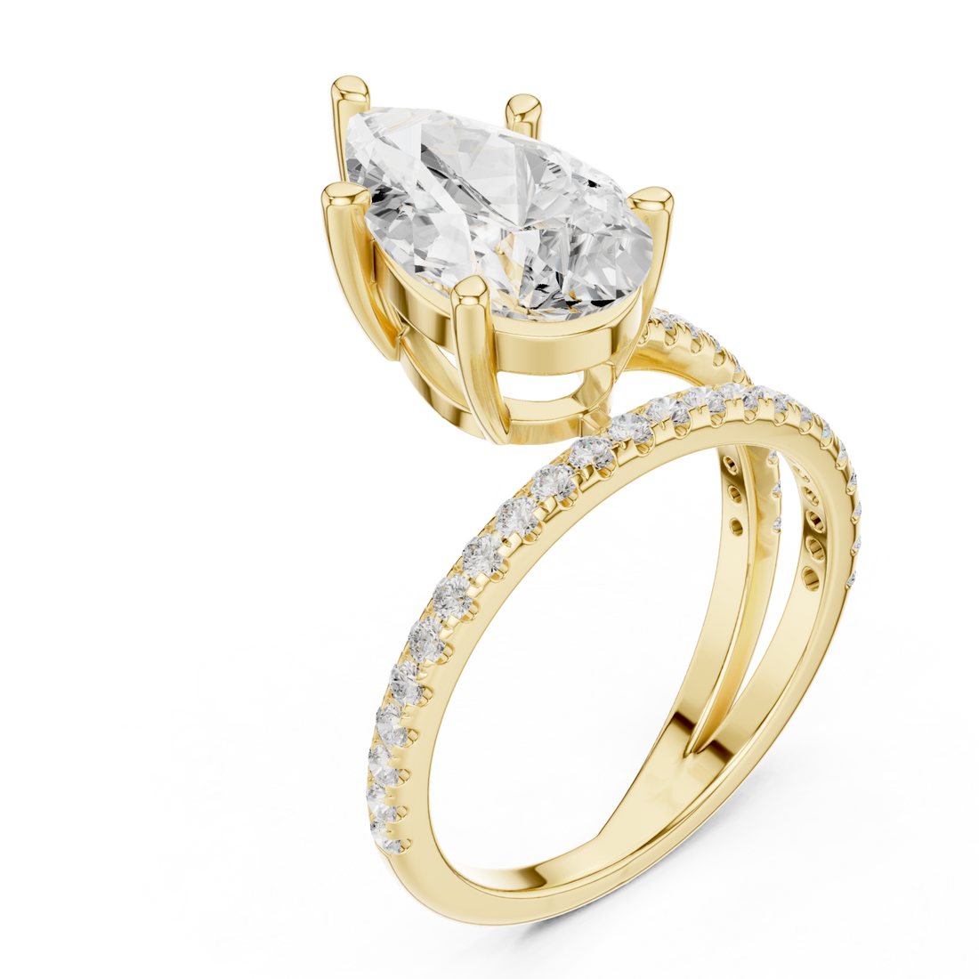 Gold Luminous Crest Solitaire Eternity Ring Right View