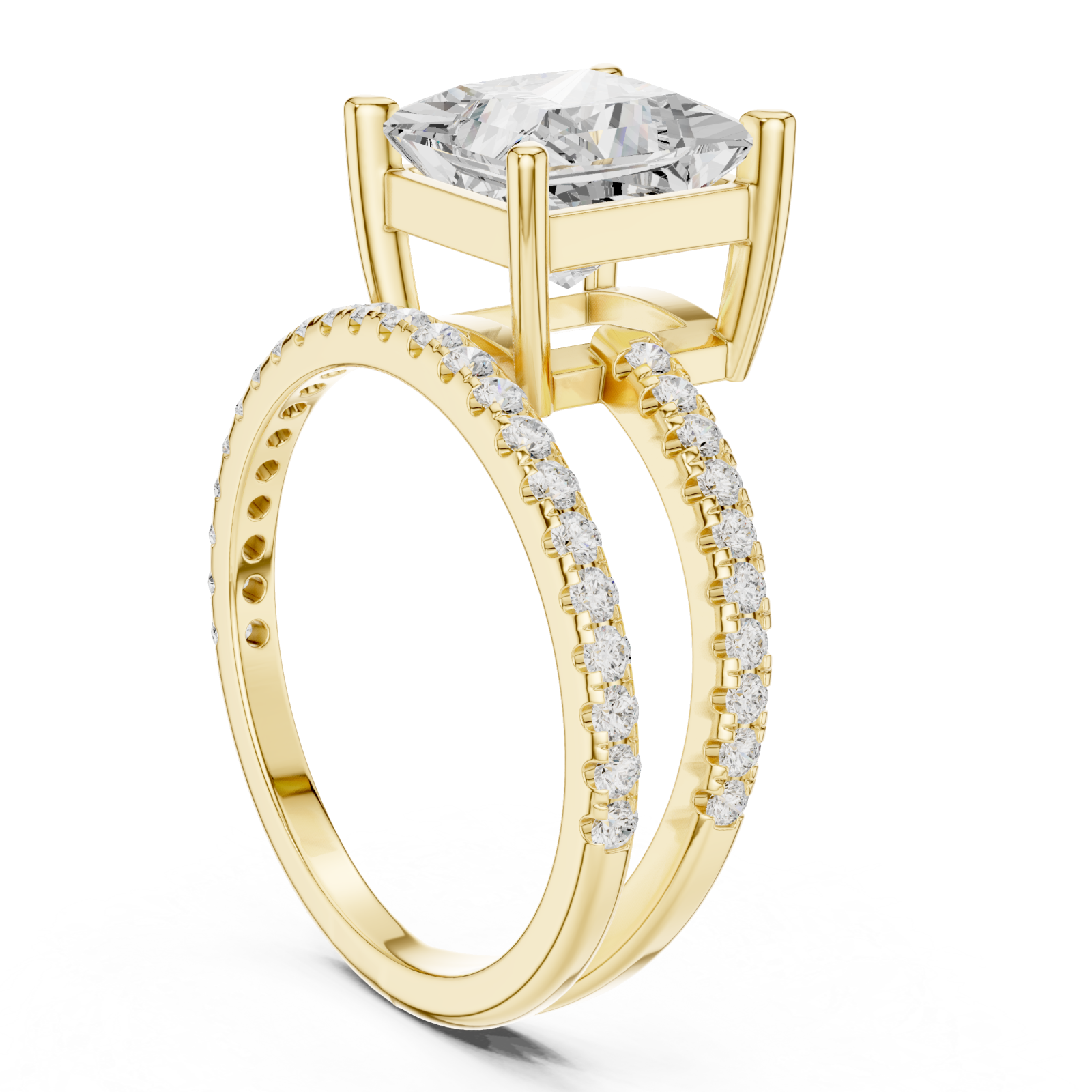  Gold Radiant Crown Solitaire Band Ring Left View