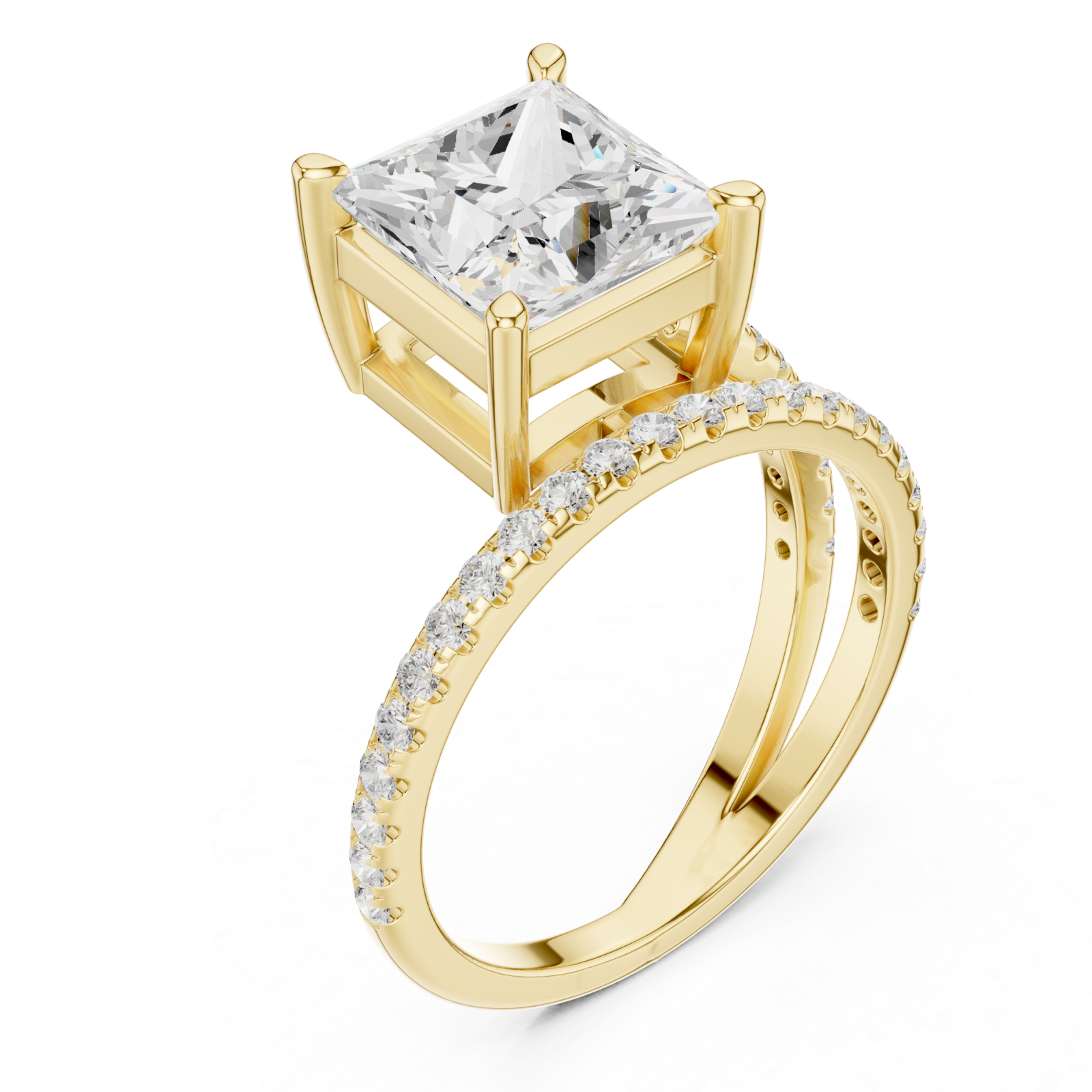 Gold Radiant Crown Solitaire Band Ring Right View