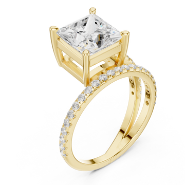 Gold Radiant Crown Solitaire Band Ring Right View