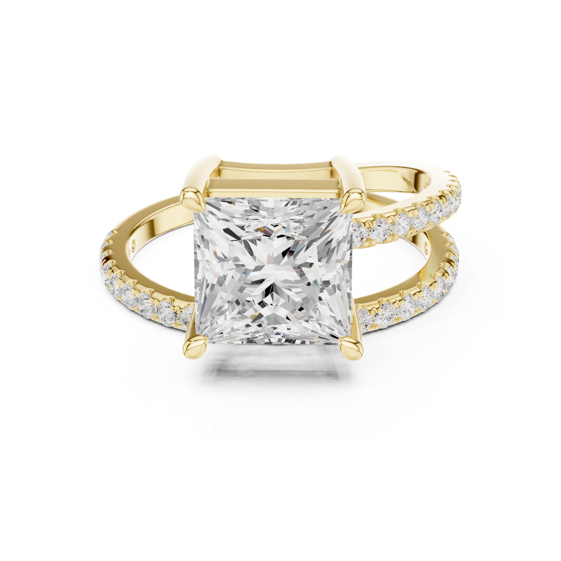 Gold Radiant Crown Solitaire Band Ring Right View