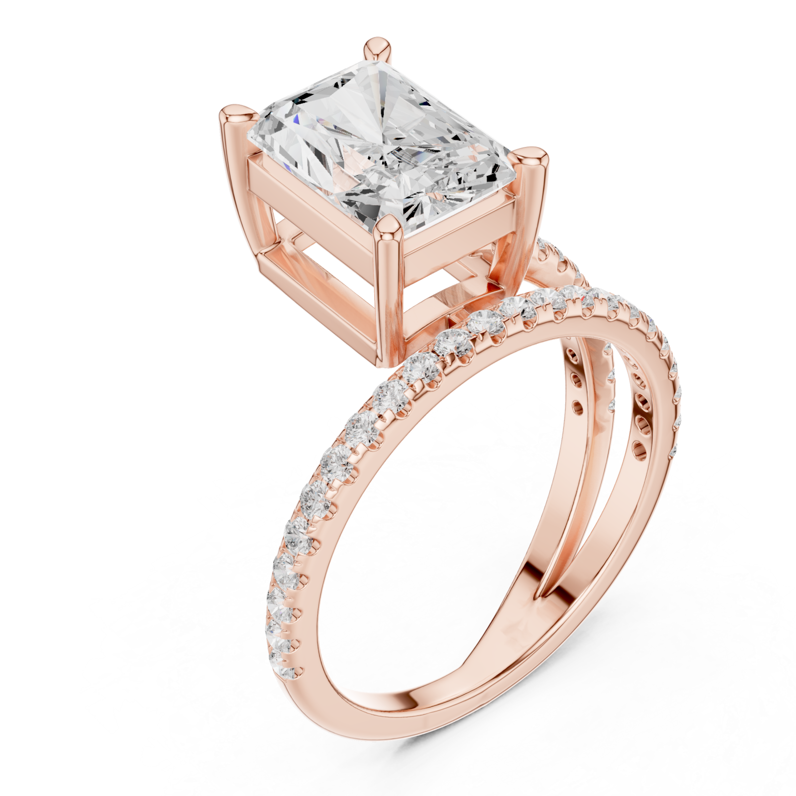  Rose Gold Enchanting Evening Banded Solitaire Ring Right View