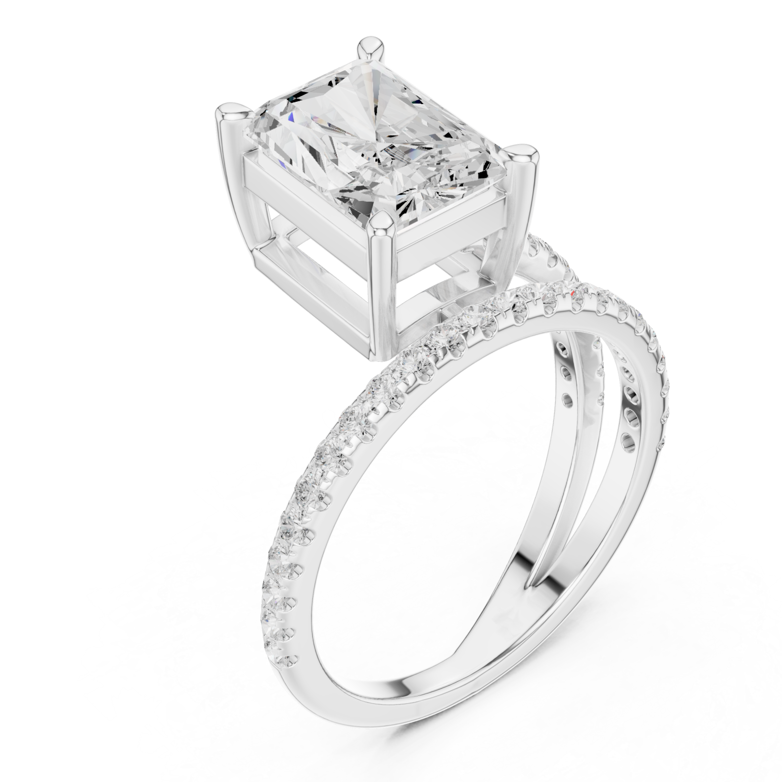  White Gold Enchanting Evening Banded Solitaire Ring Right View