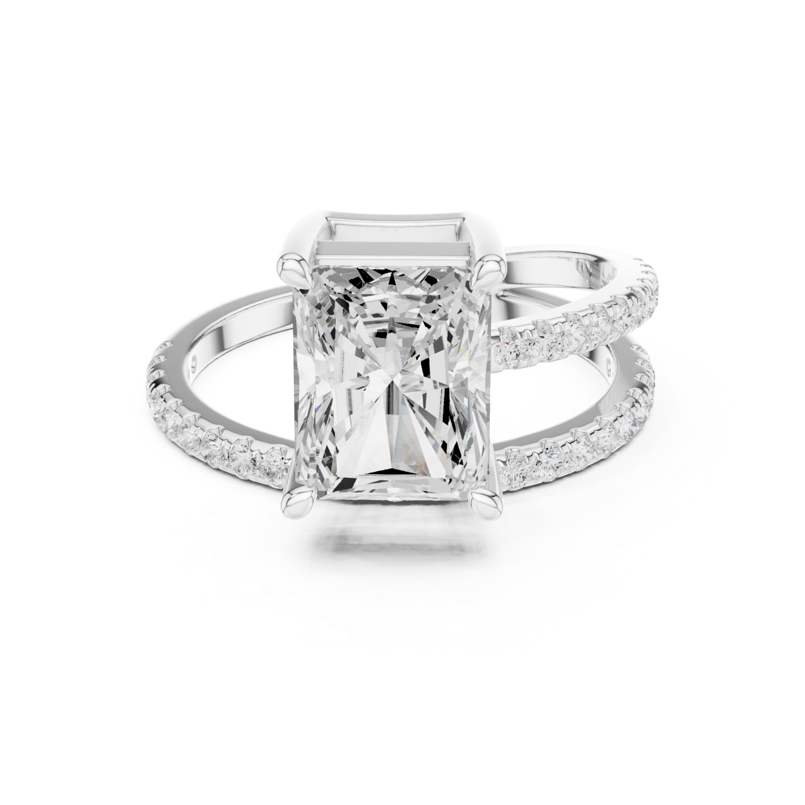  White Gold Enchanting Evening Banded Solitaire Ring Front View
