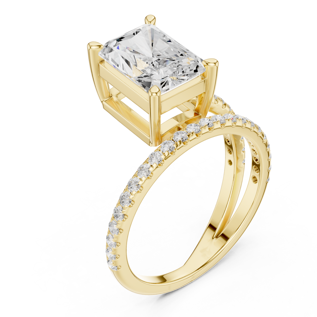 Gold Enchanting Evening Banded Solitaire Ring Right View