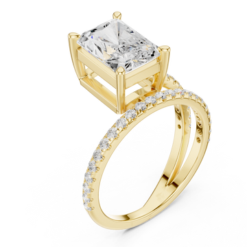 Gold Enchanting Evening Banded Solitaire Ring Right View