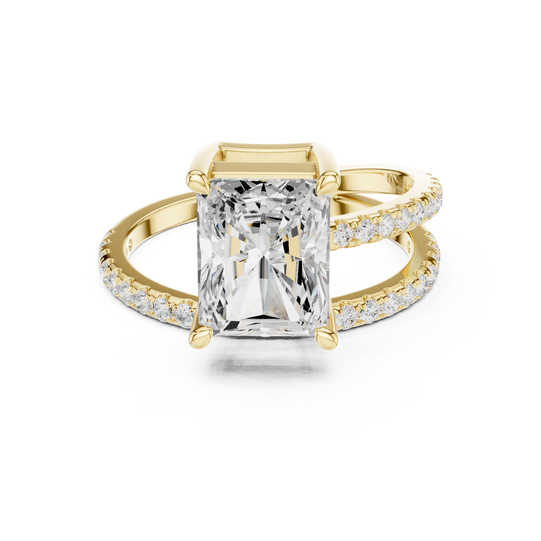 Gold Enchanting Evening Banded Solitaire Ring Right View
