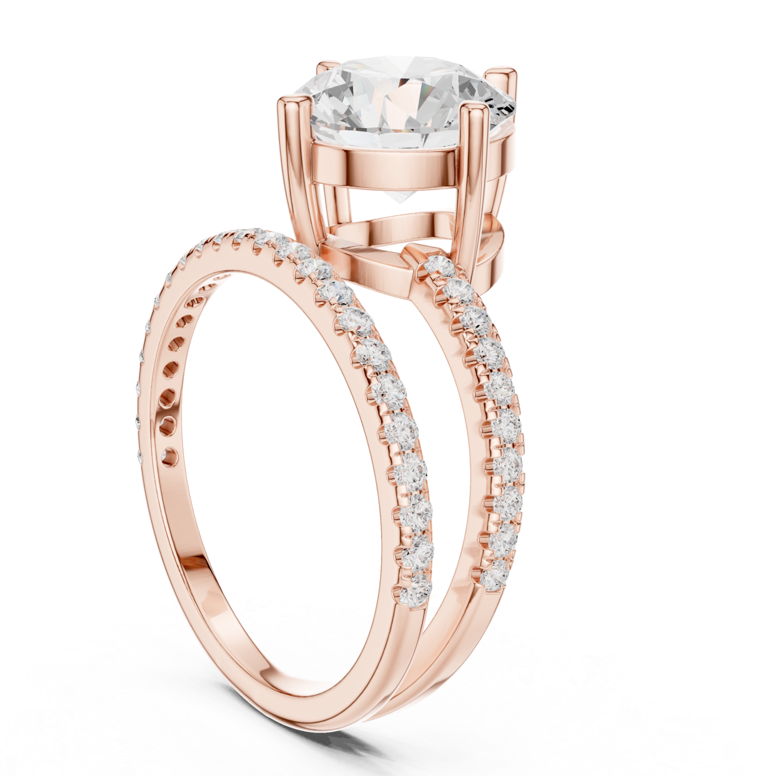  Rose Gold Luminous Infinity Pavé Ring Left View