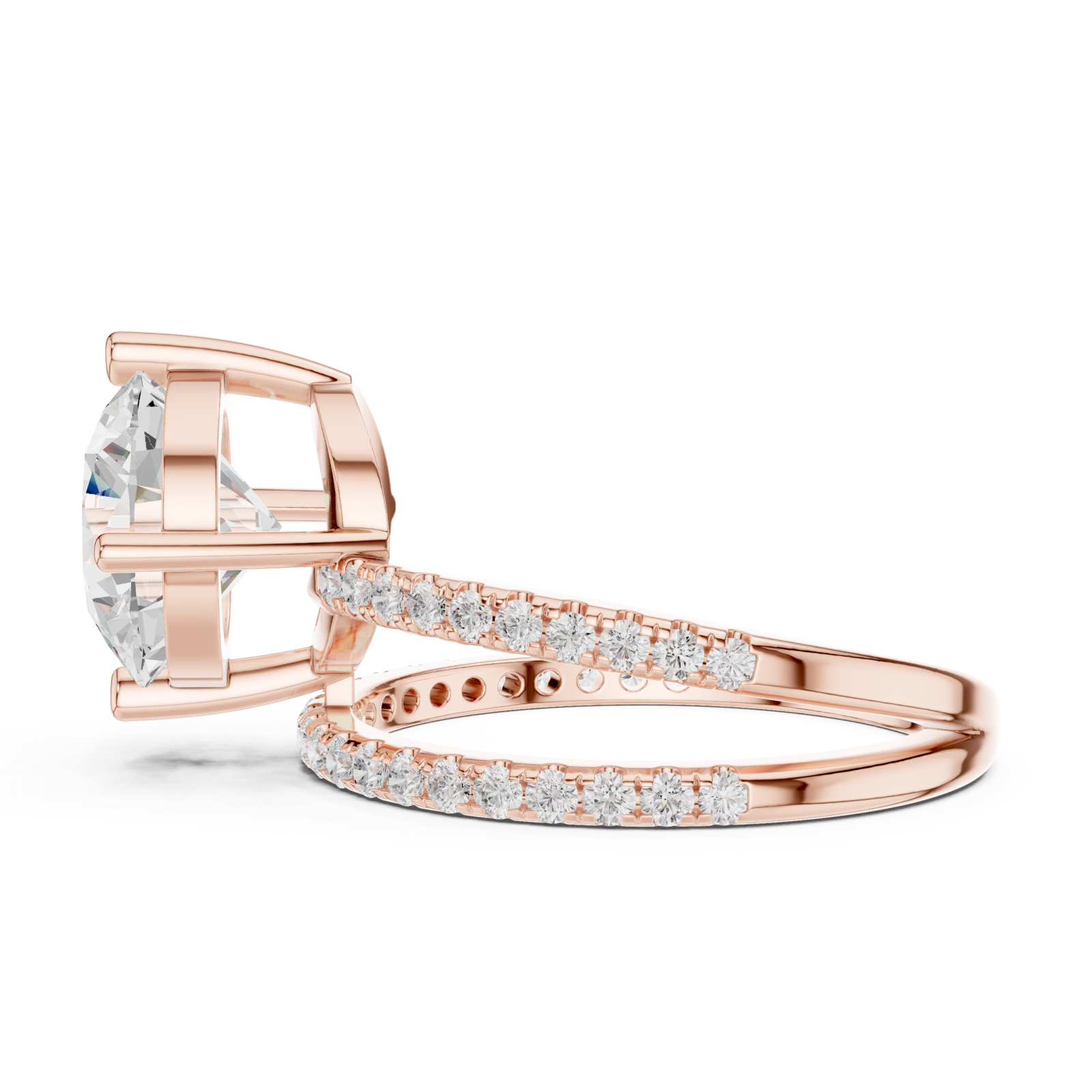  Rose Gold Luminous Infinity Pavé Ring Side View