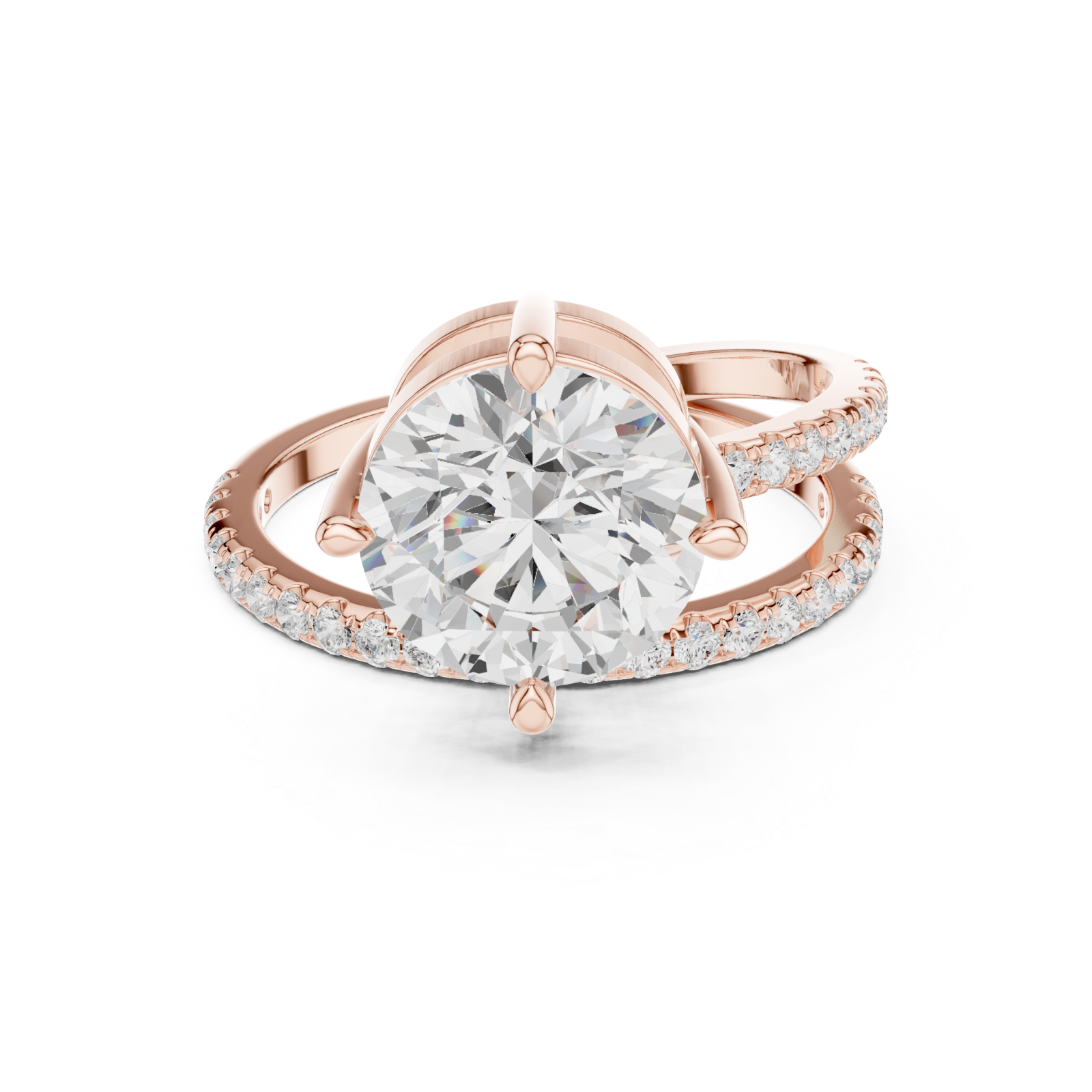 Rose Gold Luminous Infinity Pavé Ring Front View
