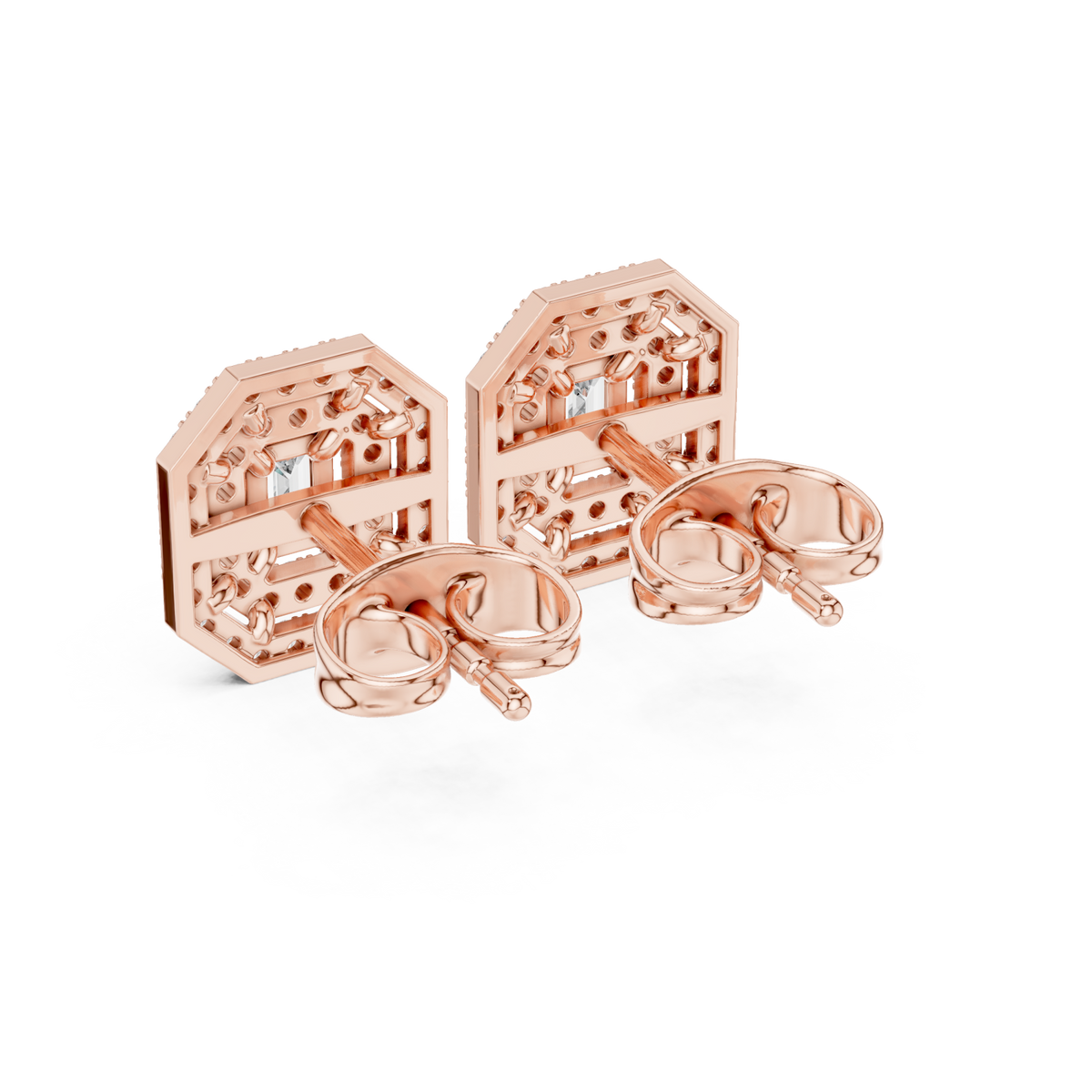 Pristine Double Halo Octagon Studs