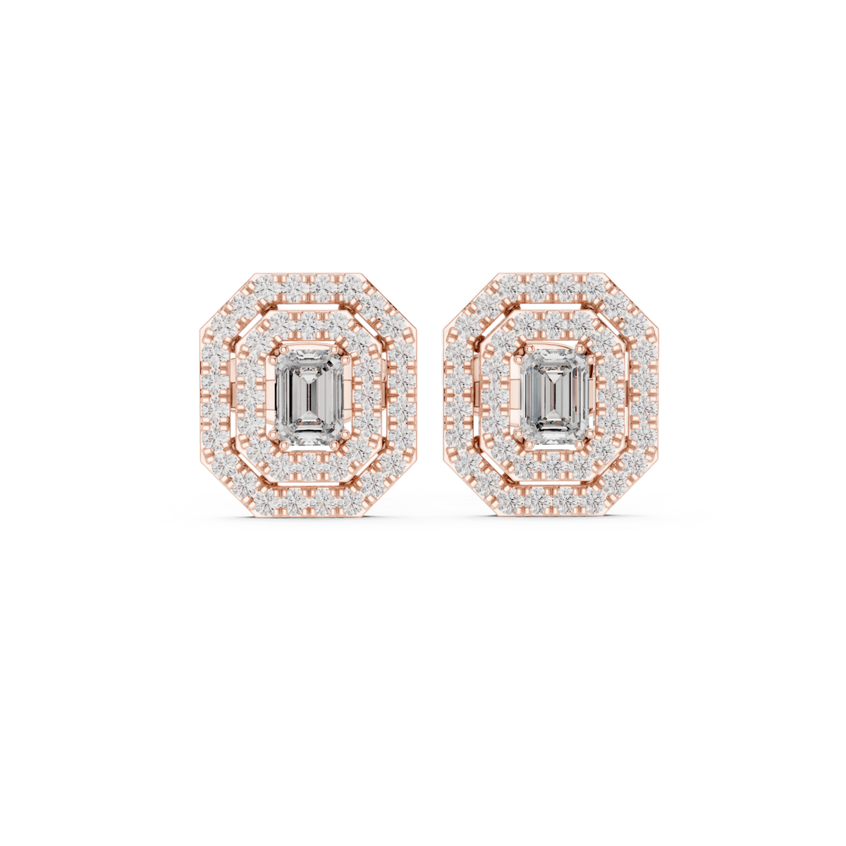 Pristine Double Halo Octagon Studs