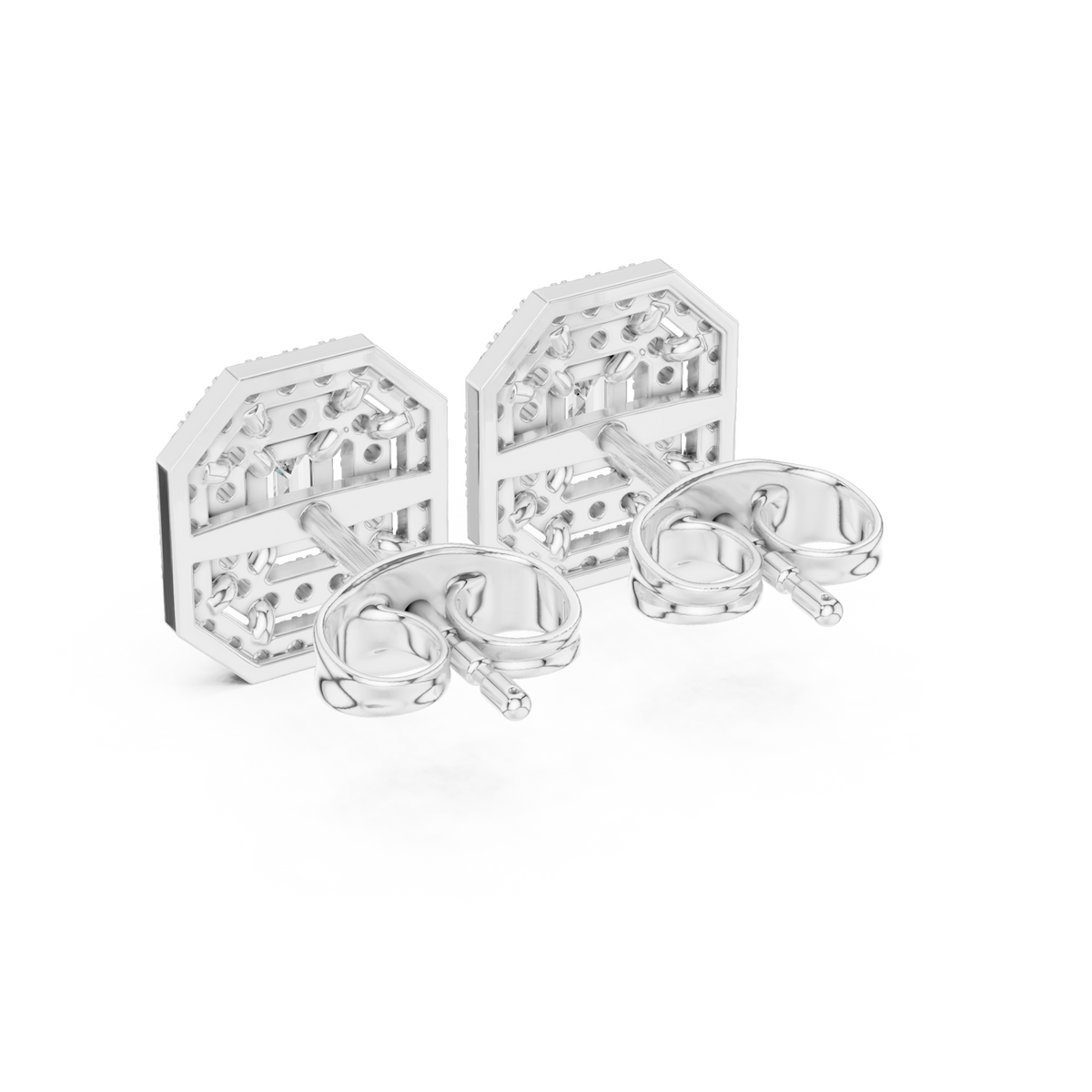 Pristine Double Halo Octagon Studs
