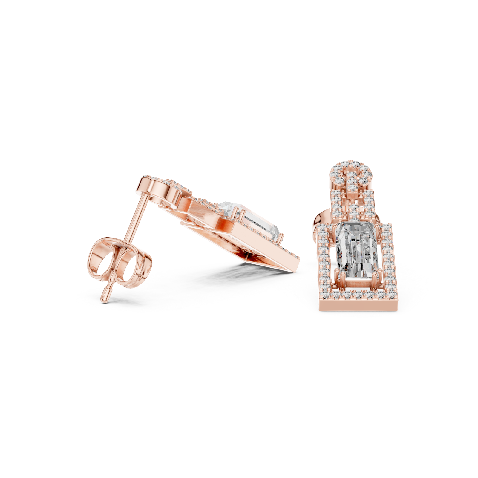  Rose Gold Timeless Radiance Geometric Elegance Earrings Left View