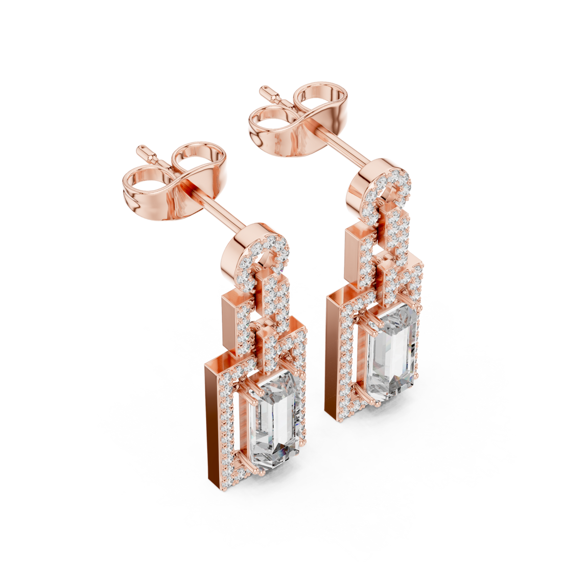  Rose Gold Timeless Radiance Geometric Elegance Earrings Right View