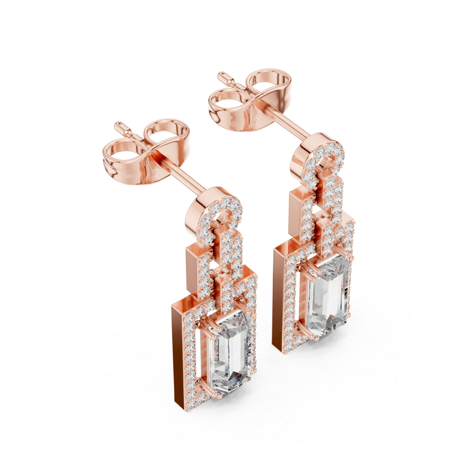  Rose Gold Timeless Radiance Geometric Elegance Earrings Right View