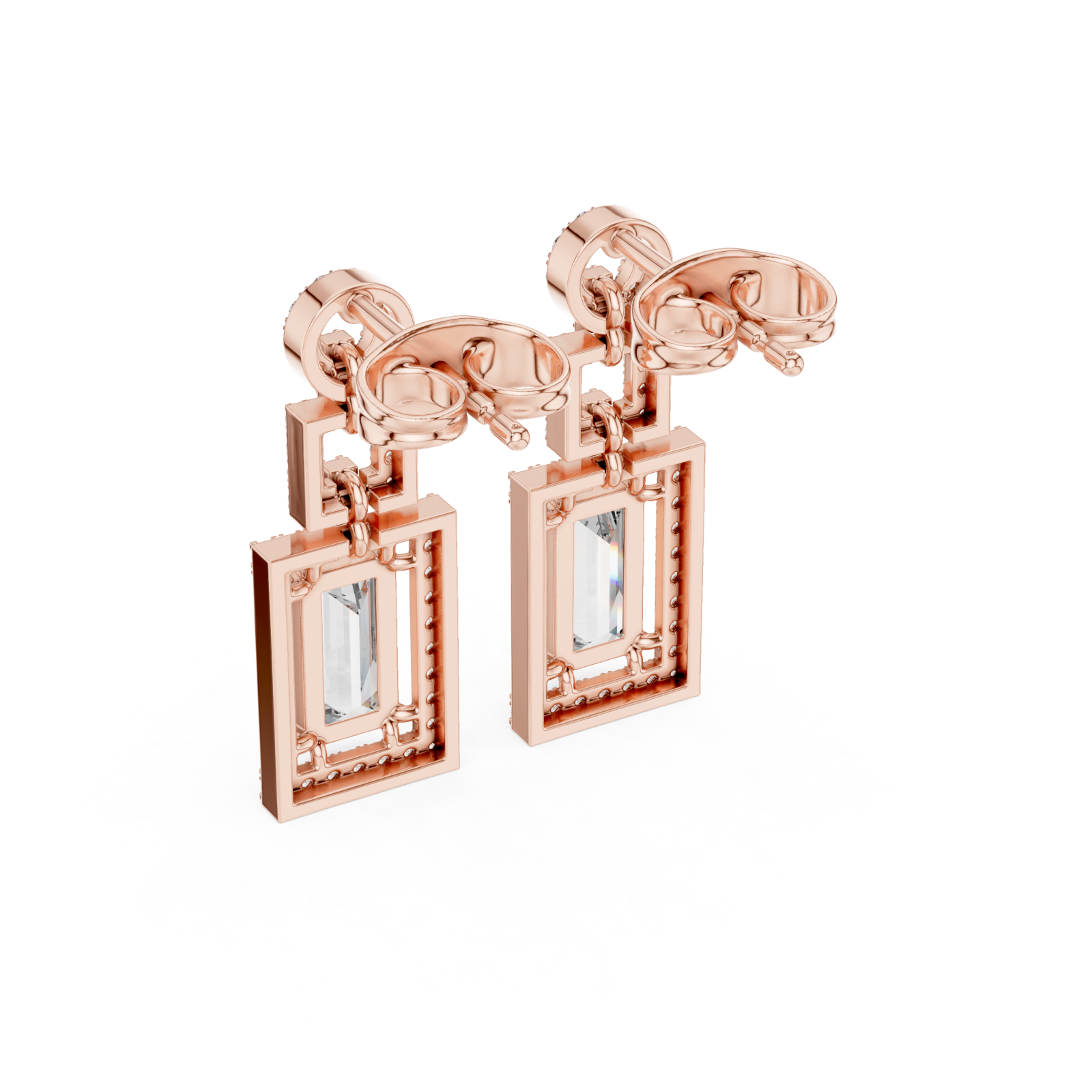  Rose Gold Timeless Radiance Geometric Elegance Earrings Side View