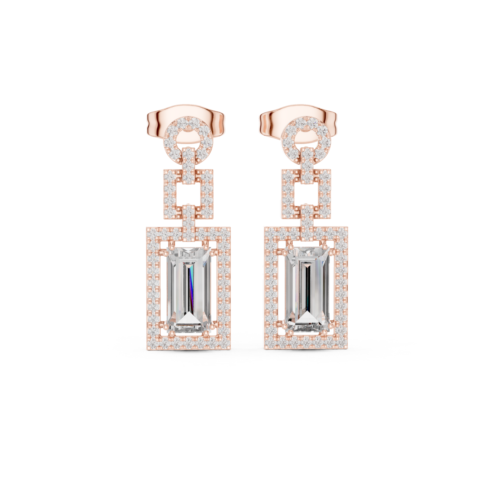  Rose Gold Timeless Radiance Geometric Elegance Earrings Front View