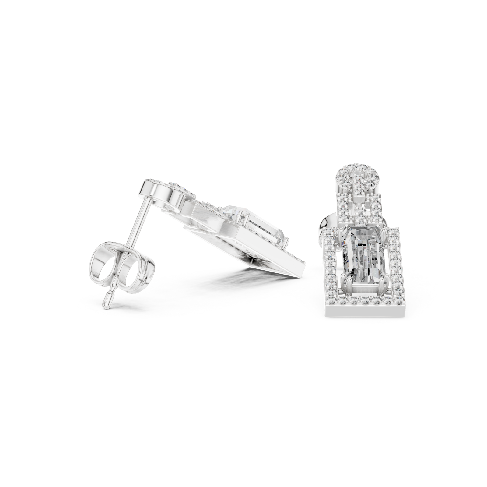  White Gold Timeless Radiance Geometric Elegance Earrings Left View