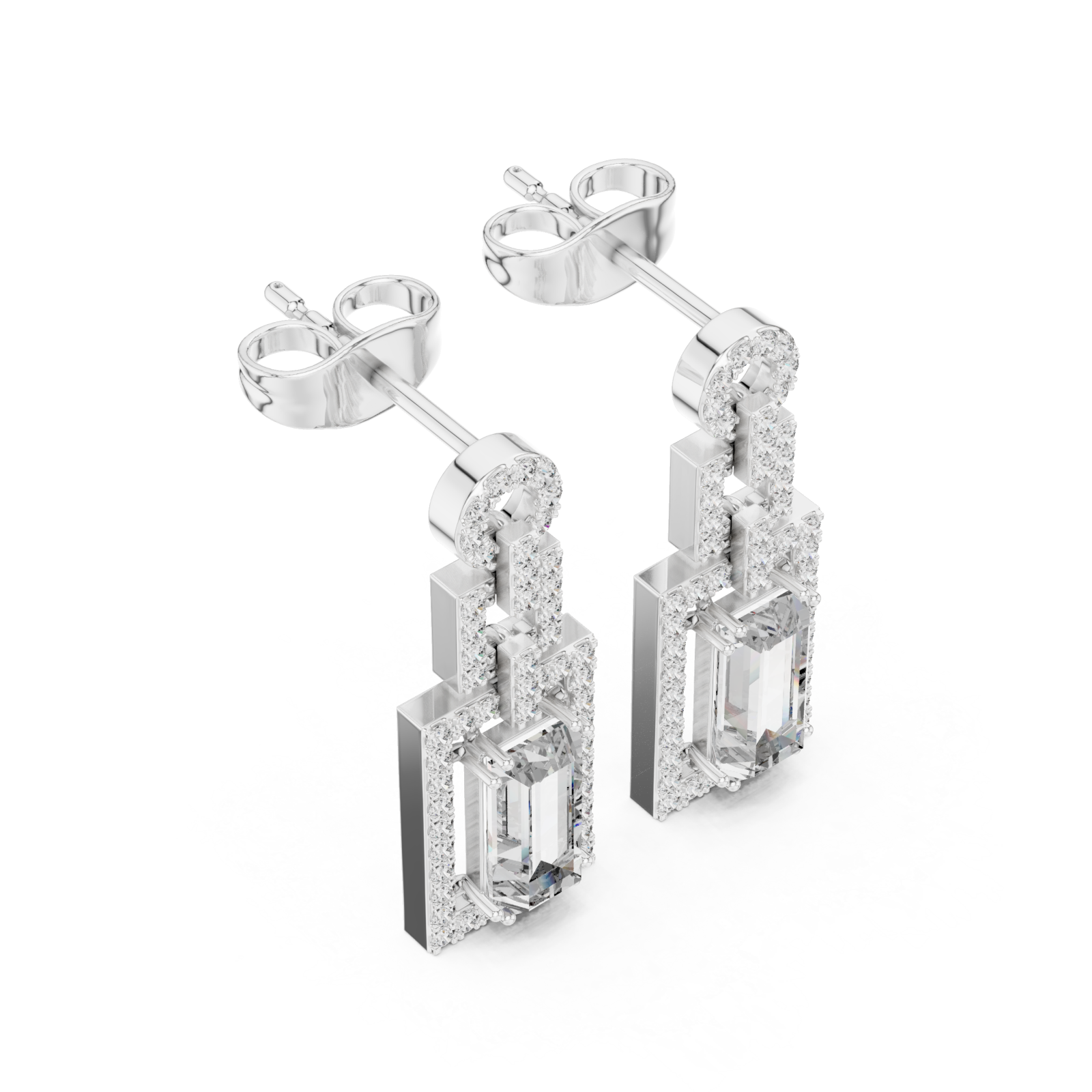  White Gold Timeless Radiance Geometric Elegance Earrings Right View