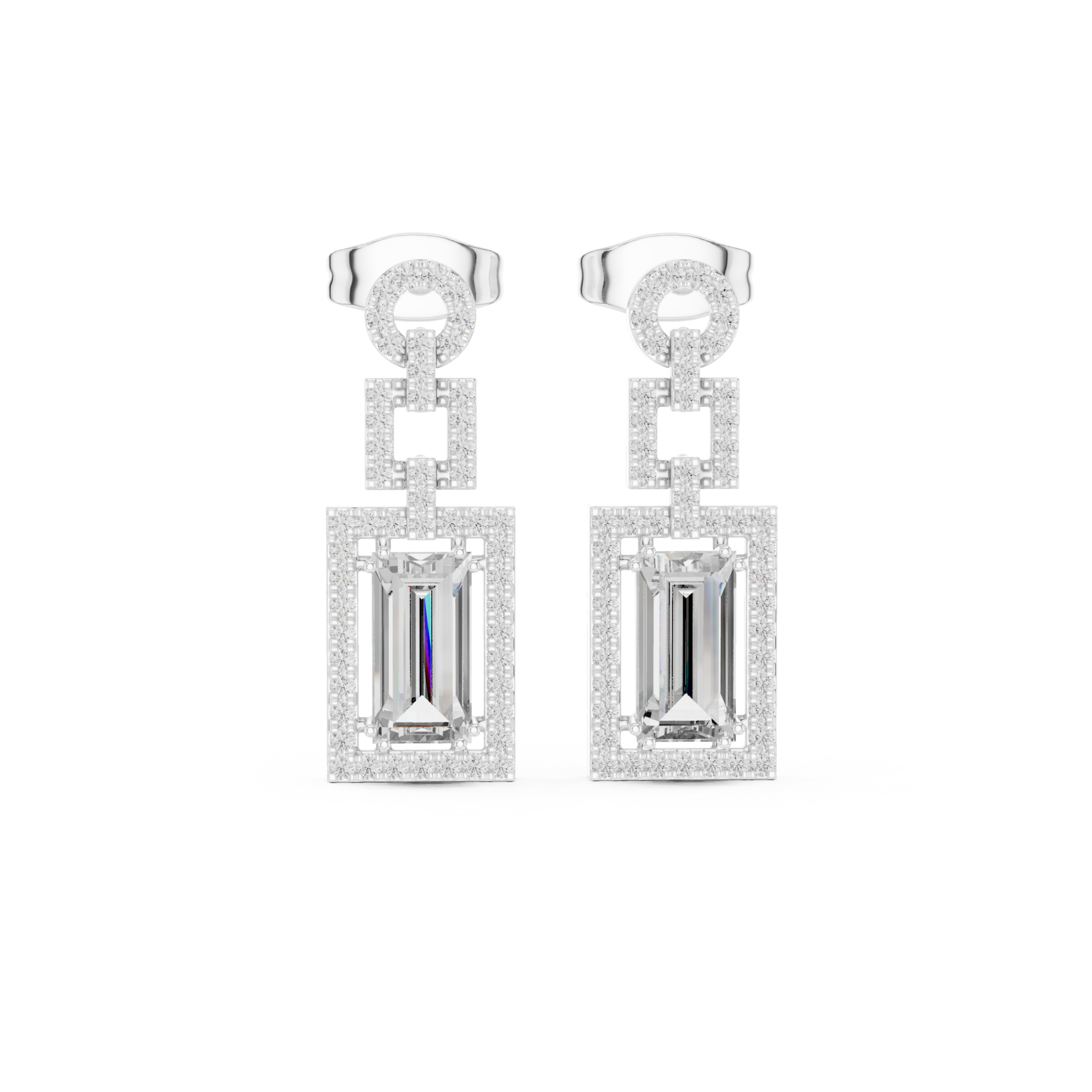  White Gold Timeless Radiance Geometric Elegance Earrings Front View