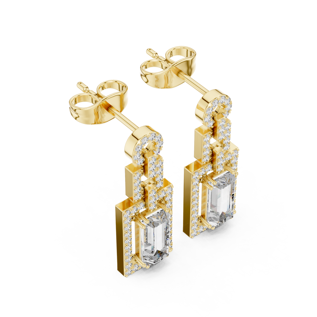 Gold Timeless Radiance Geometric Elegance Earrings Right View