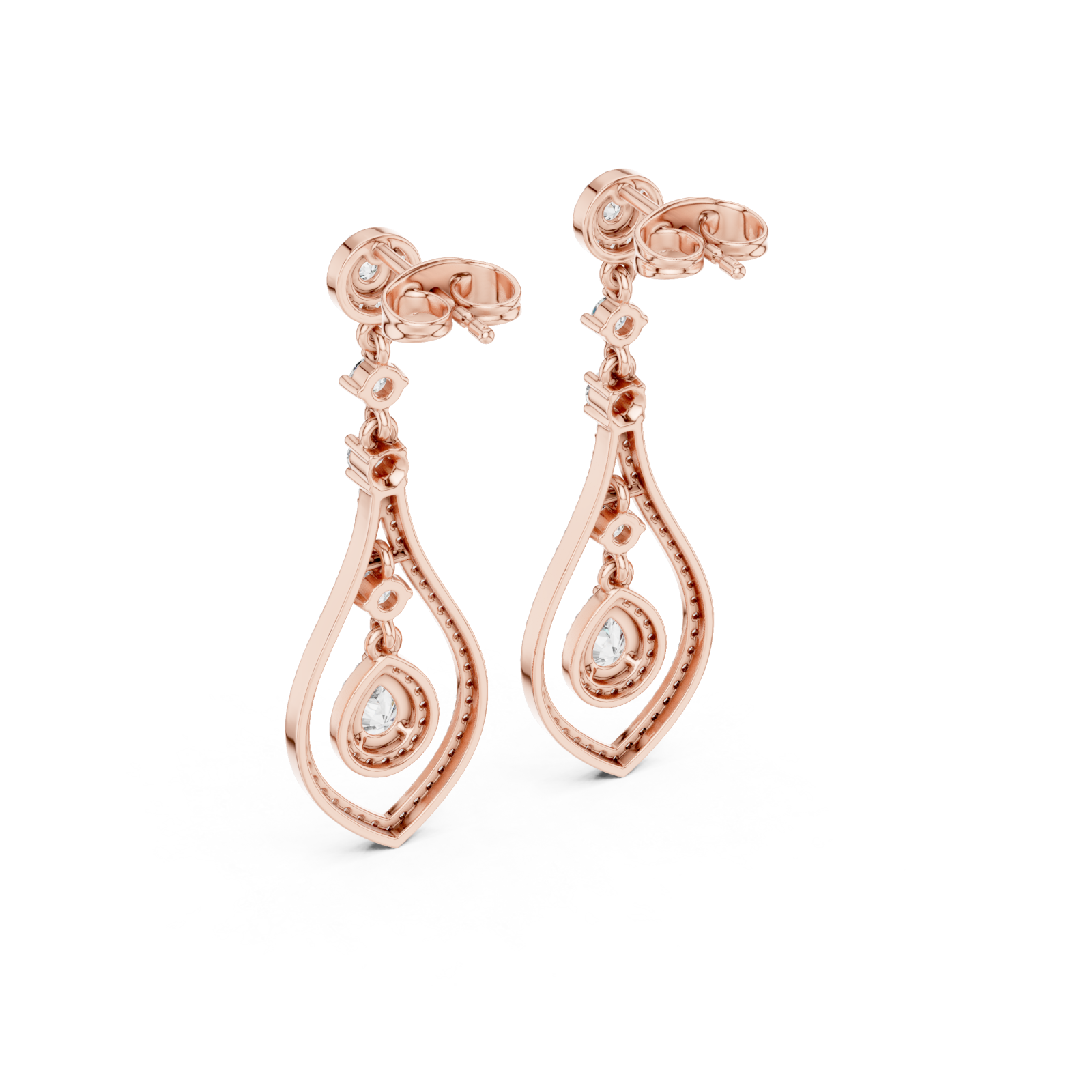  Rose Gold Elegant Sparkle Twist Stud Earrings Side View