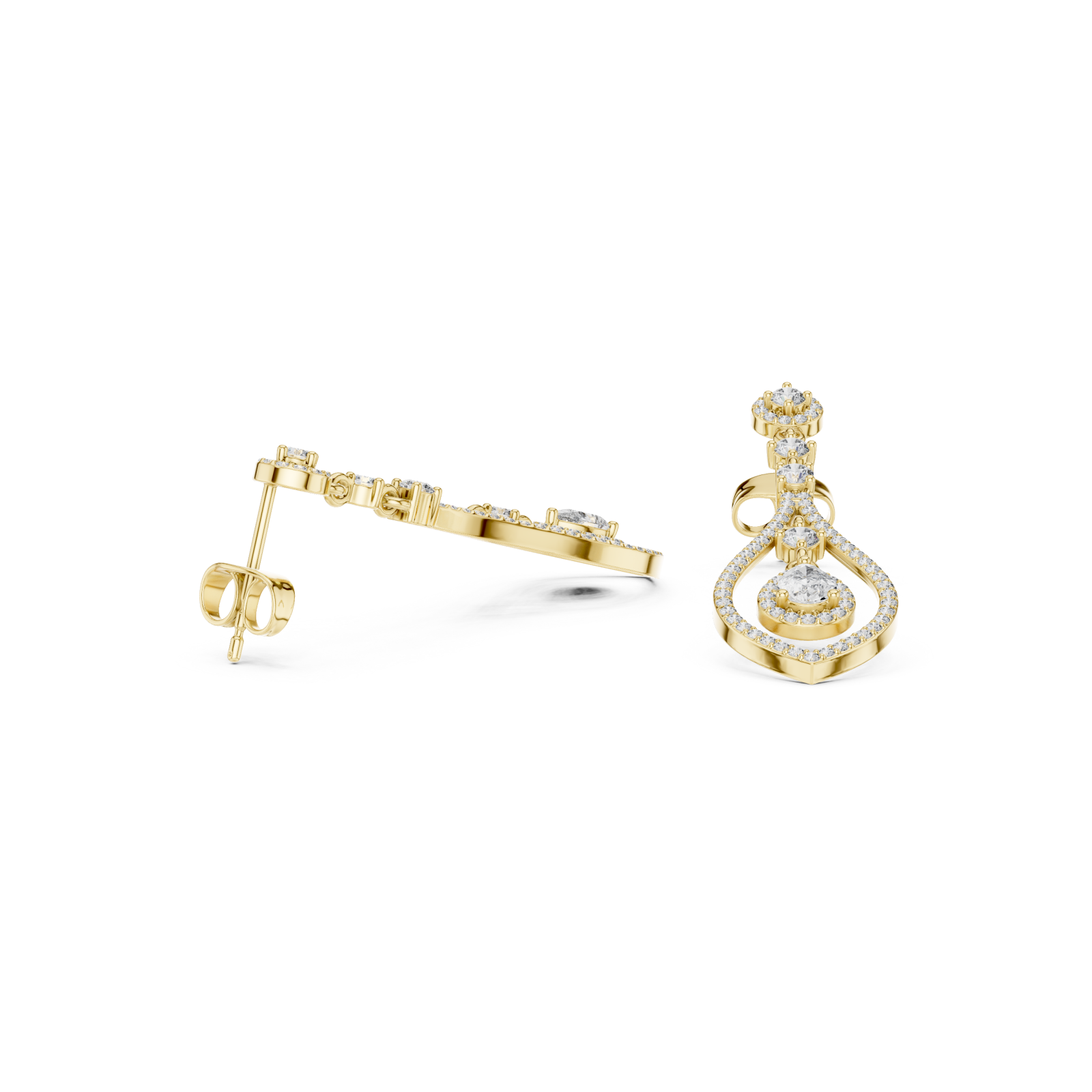  Gold Elegant Sparkle Twist Stud Earrings Left View