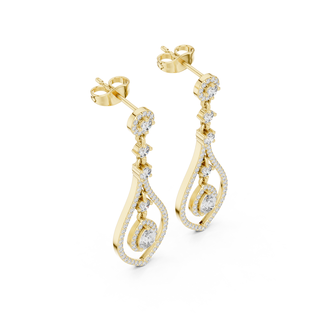 Gold Elegant Sparkle Twist Stud Earrings Right View