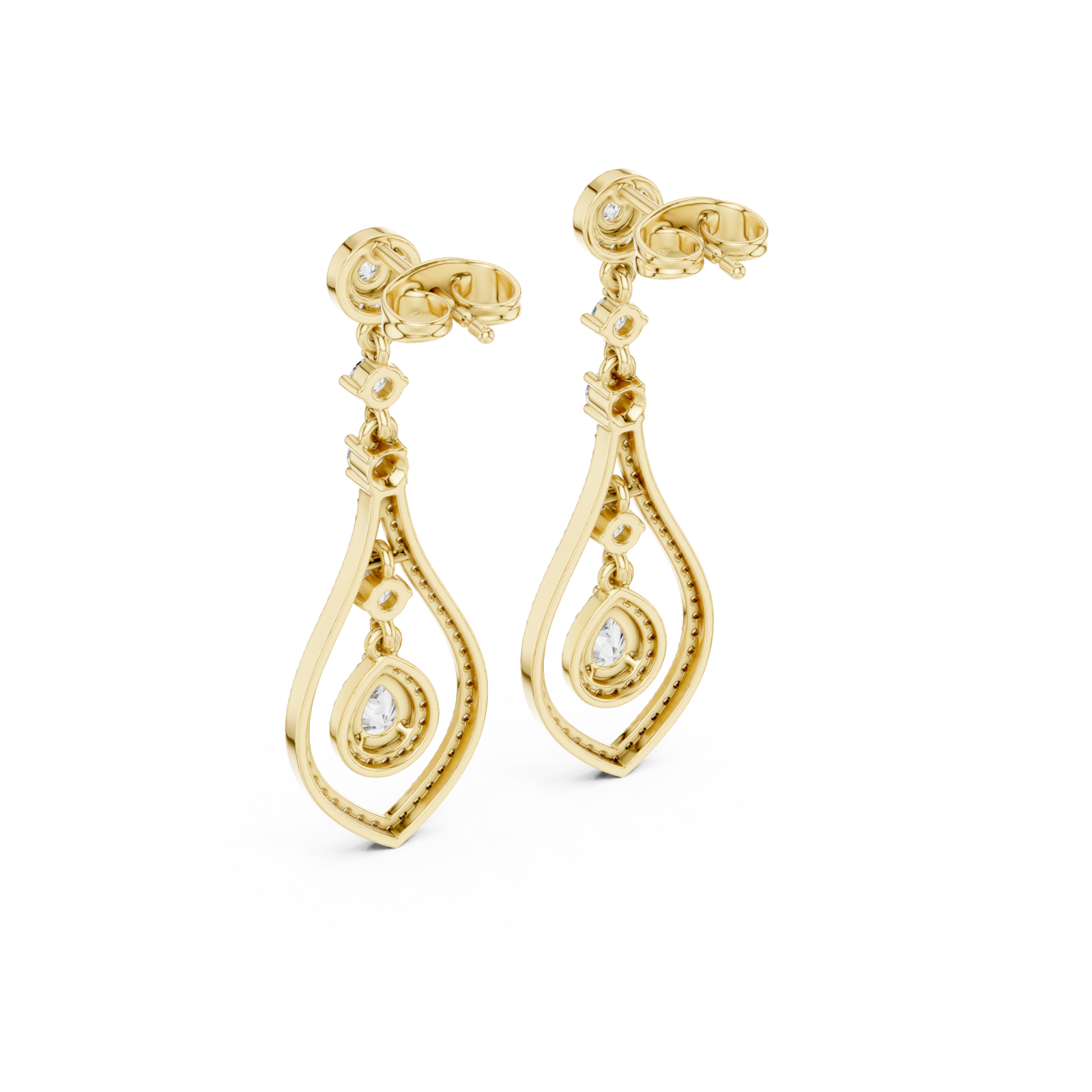  Gold Elegant Sparkle Twist Stud Earrings Side View