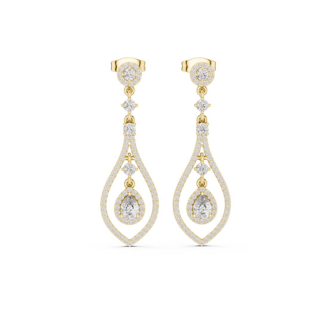 Gold Elegant Sparkle Twist Stud Earrings Right View