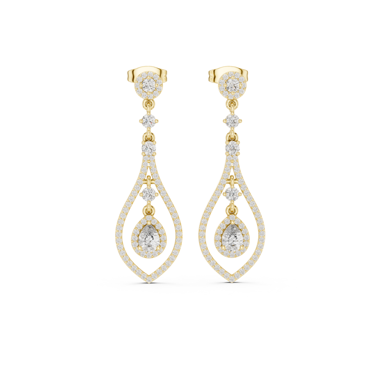  Gold Elegant Sparkle Twist Stud Earrings Front View