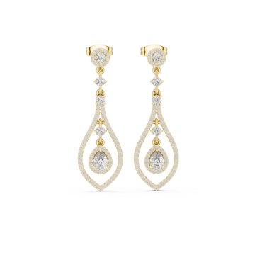  Gold Elegant Sparkle Twist Stud Earrings Front View