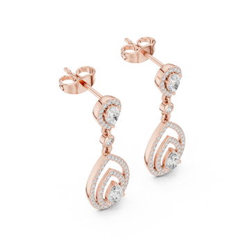  Rose Gold Elegant Radiance Pavé Drop Stud Earrings Right View
