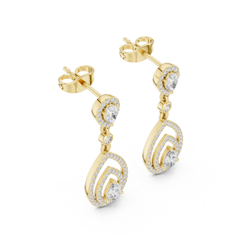 Gold Elegant Radiance Pavé Drop Stud Earrings Right View