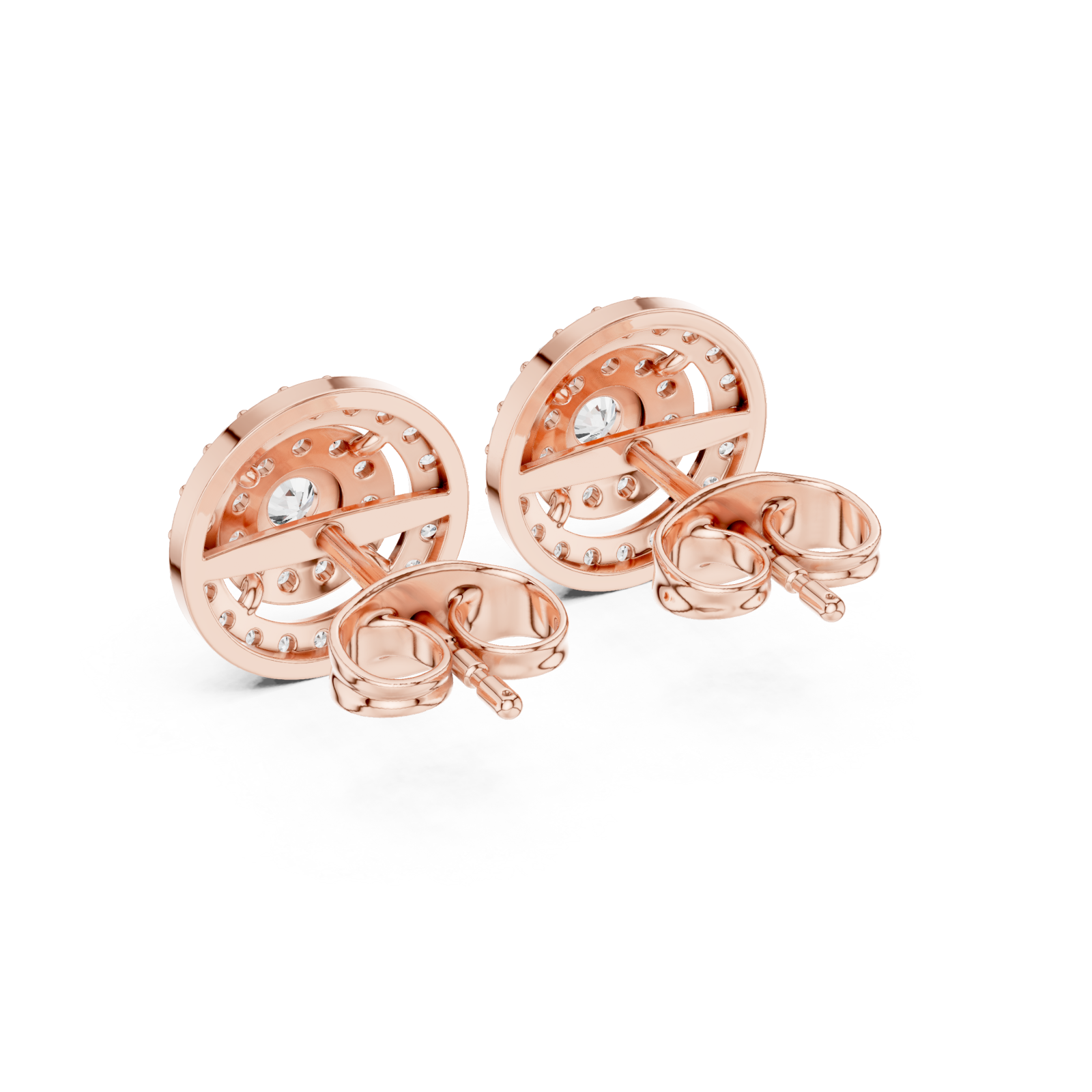  Rose Gold Luminous Harmony Circle Double Halo Studs Side View