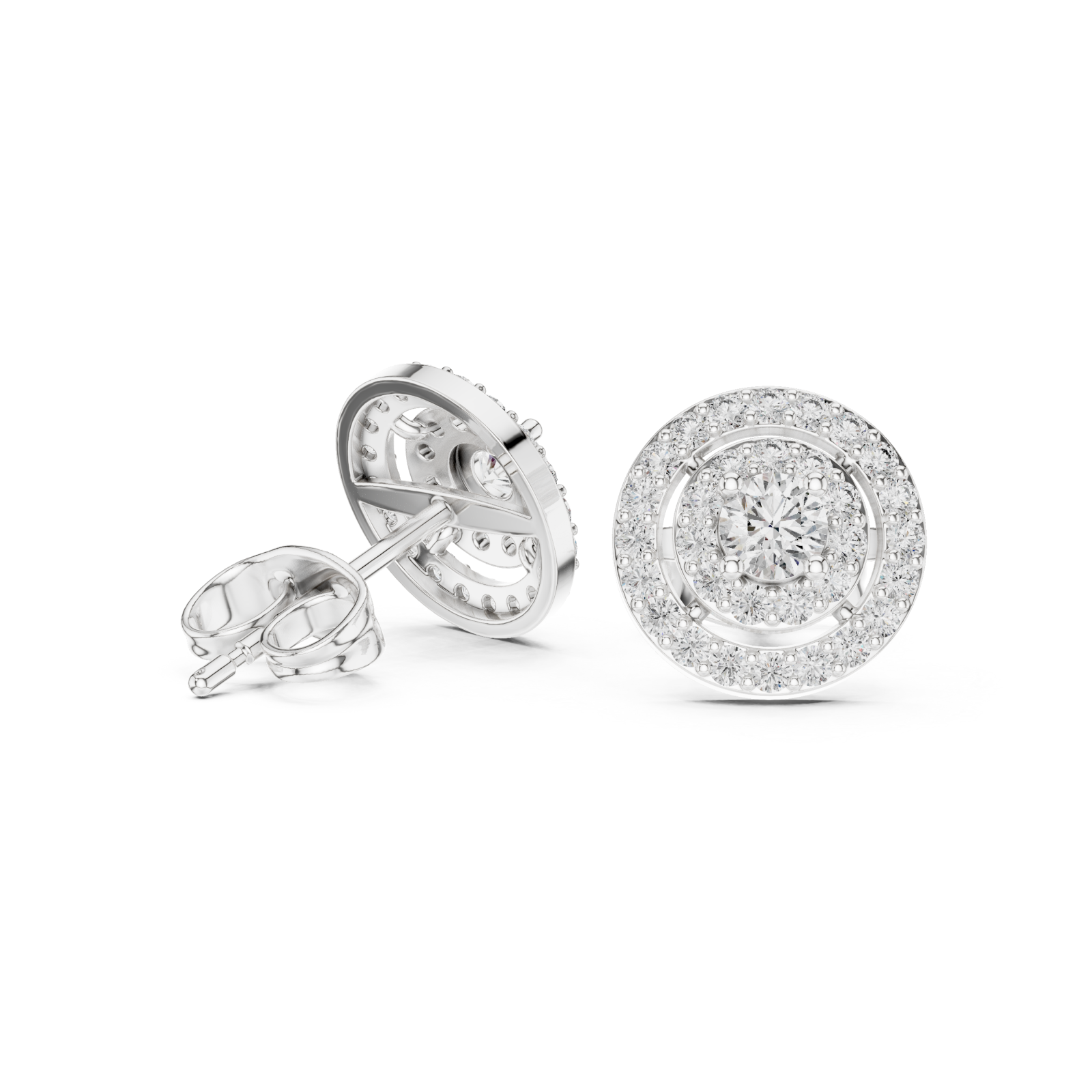  White Gold Luminous Harmony Circle Double Halo Studs Left View
