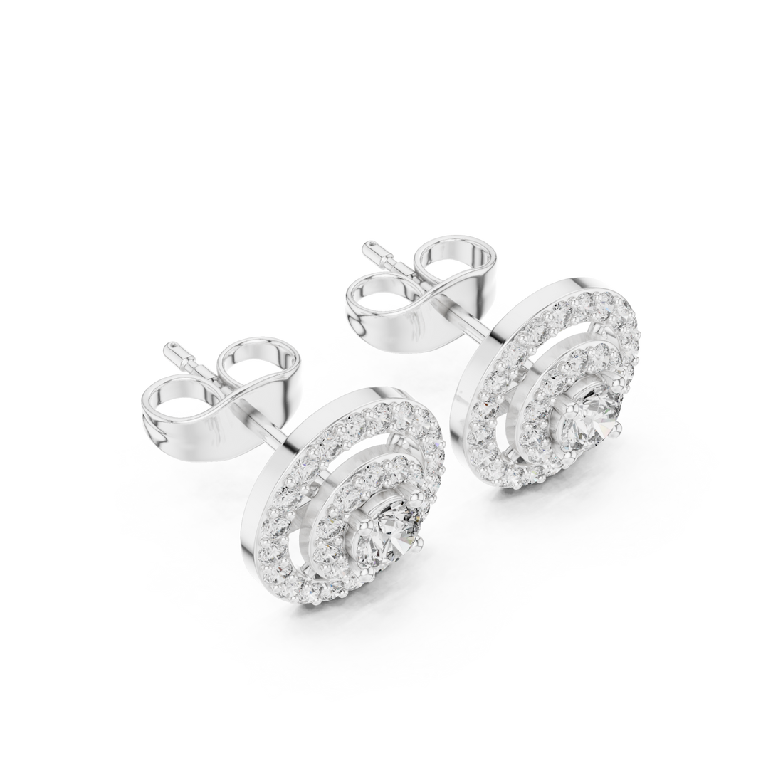  White Gold Luminous Harmony Circle Double Halo Studs Right View