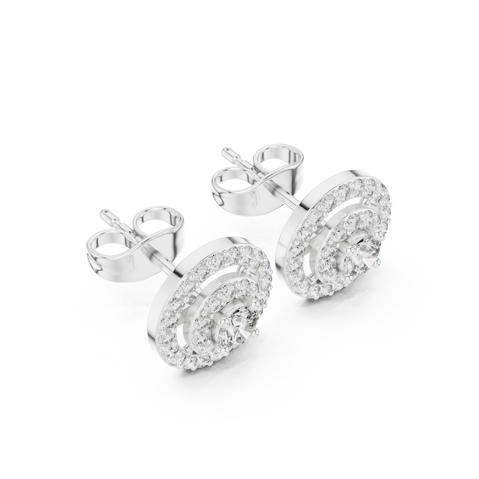  White Gold Luminous Harmony Circle Double Halo Studs Right View