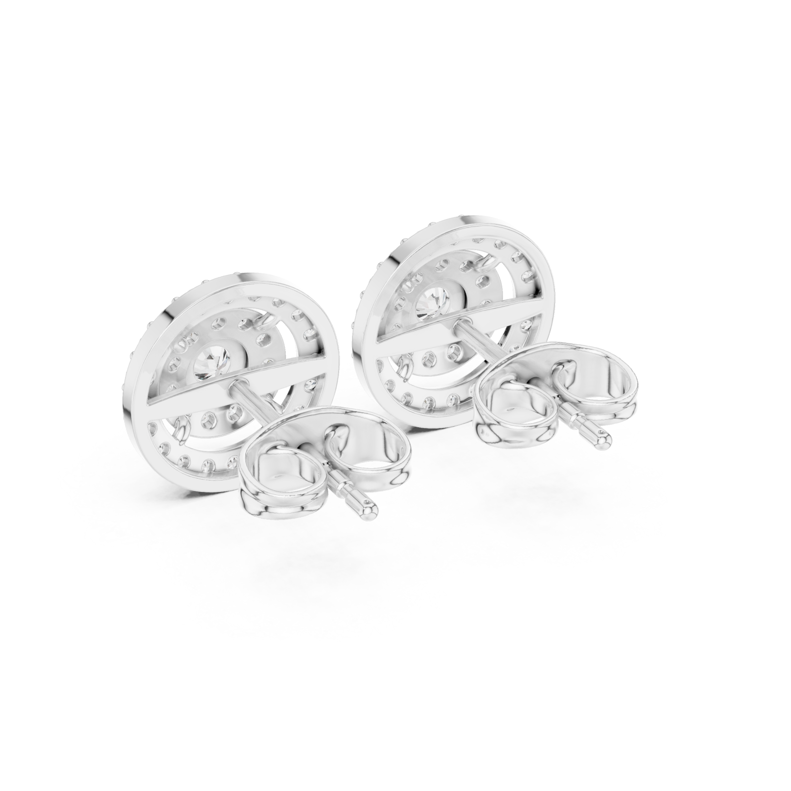  White Gold Luminous Harmony Circle Double Halo Studs Side View