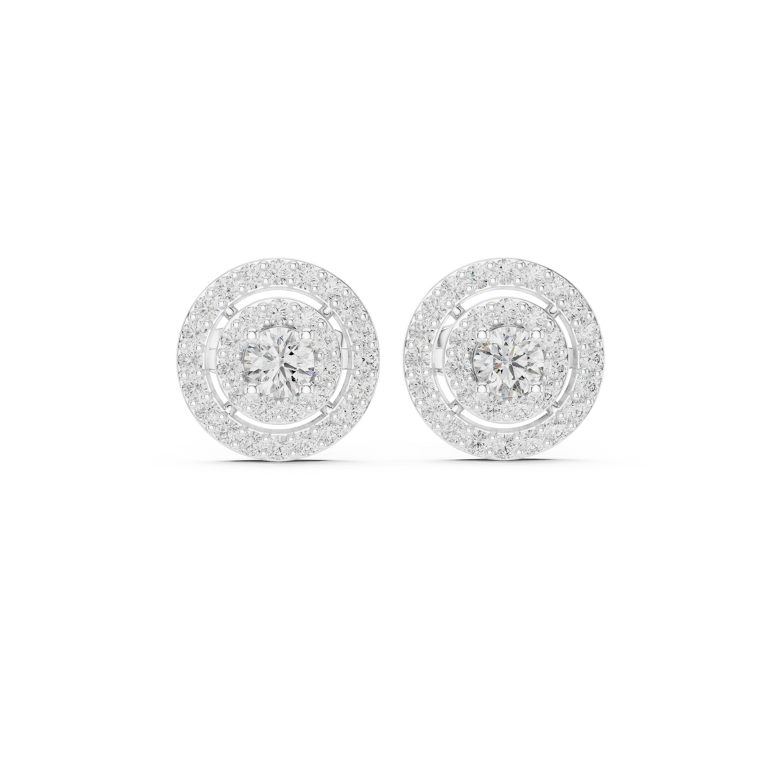  White Gold Luminous Harmony Circle Double Halo Studs Right View