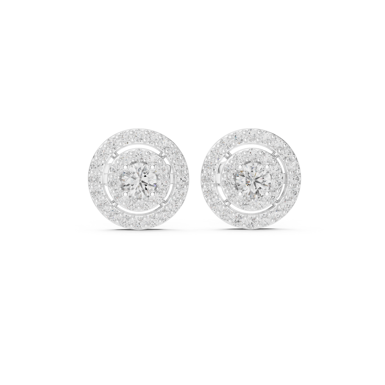  White Gold Luminous Harmony Circle Double Halo Studs Front View