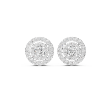  White Gold Luminous Harmony Circle Double Halo Studs Front View