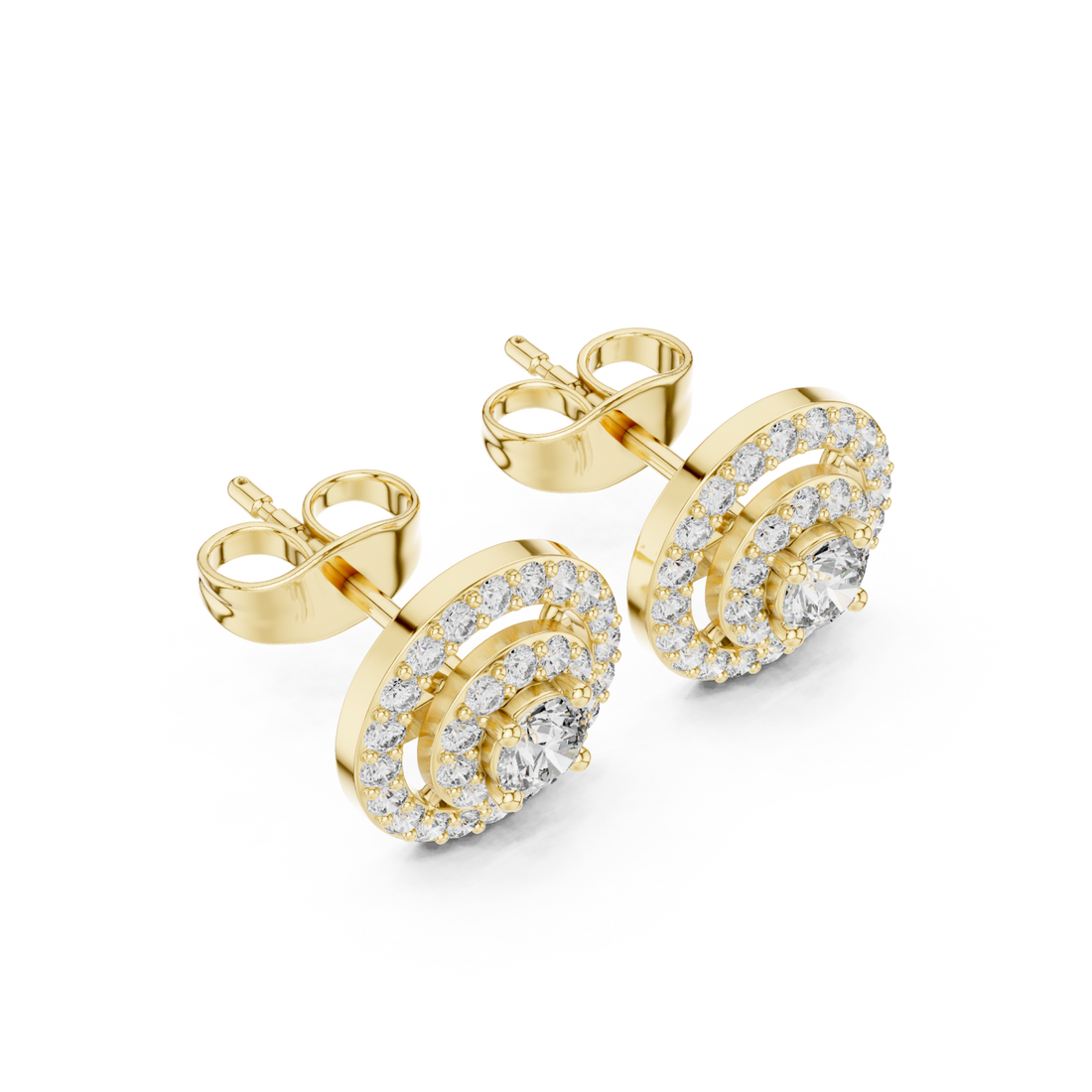 Gold Luminous Harmony Circle Double Halo Studs Right View