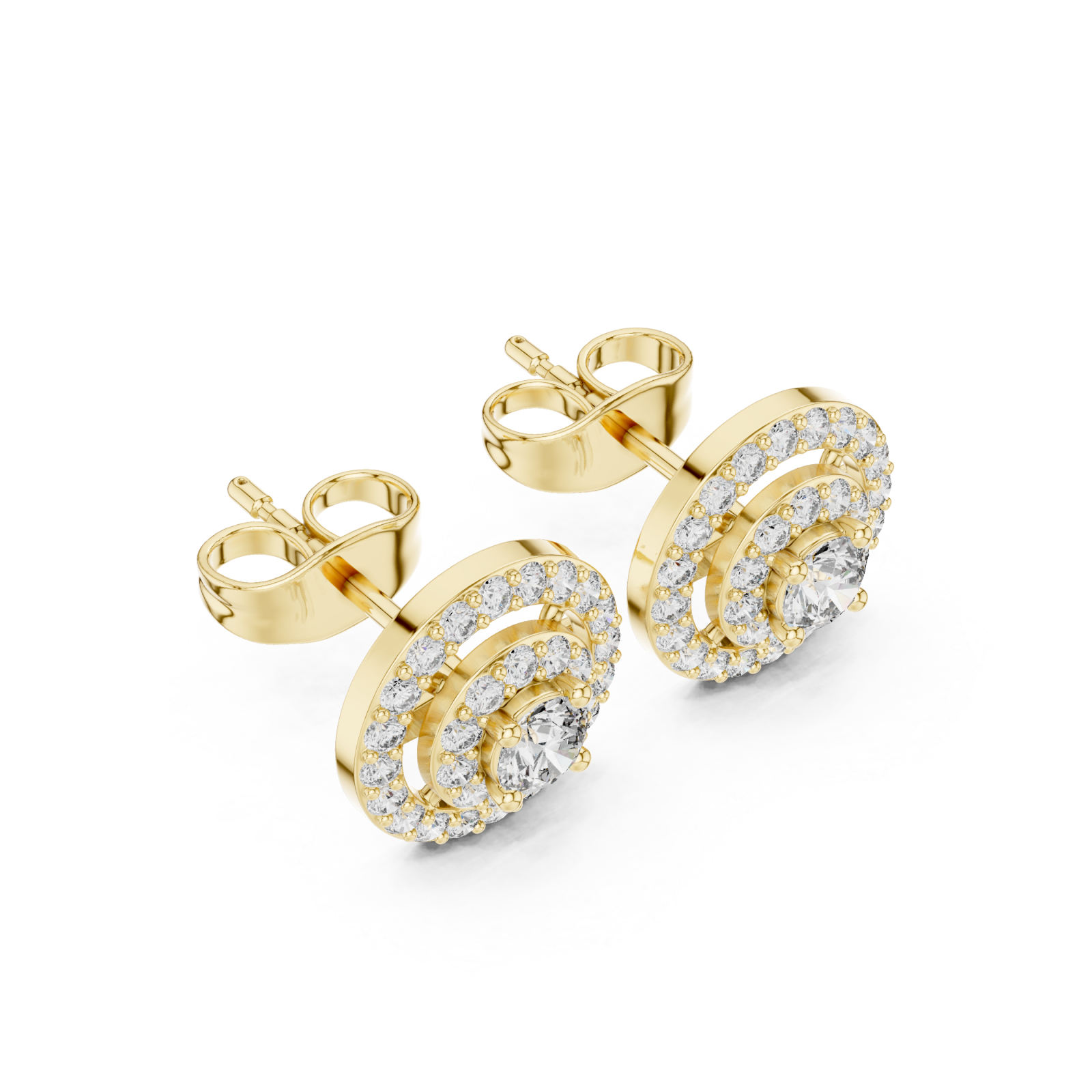 Gold Luminous Harmony Circle Double Halo Studs Right View