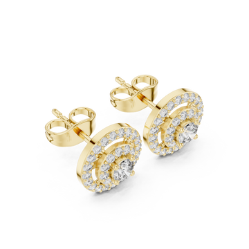 Gold Luminous Harmony Circle Double Halo Studs Right View