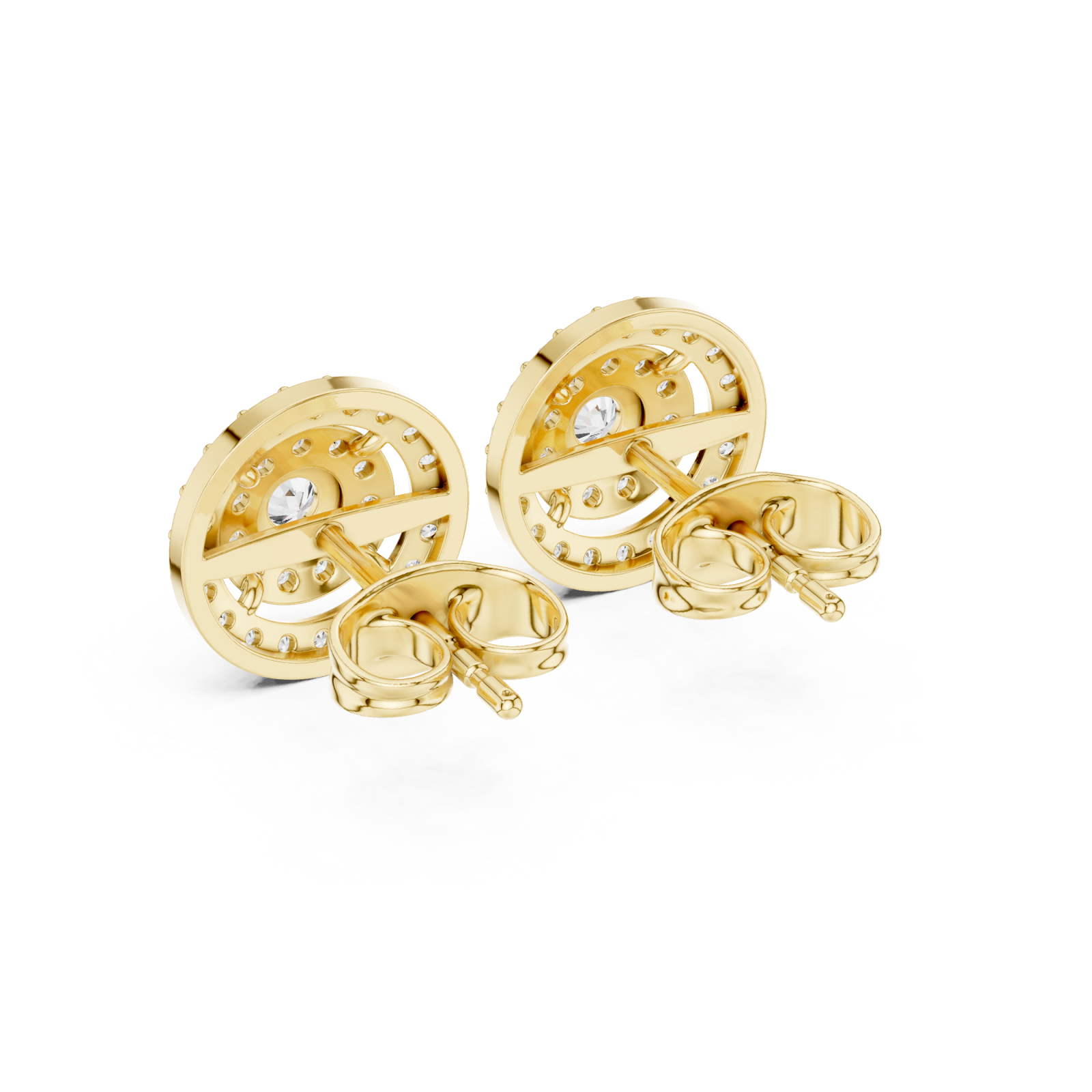  Gold Luminous Harmony Circle Double Halo Studs Side View